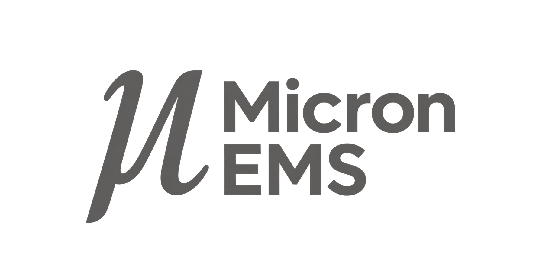 Micron EMS gray logo with the Greek letter mu